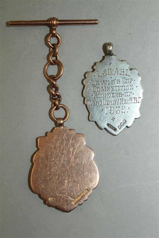 An Edwardian 15ct Everton Football Club medallion & a silver medallion